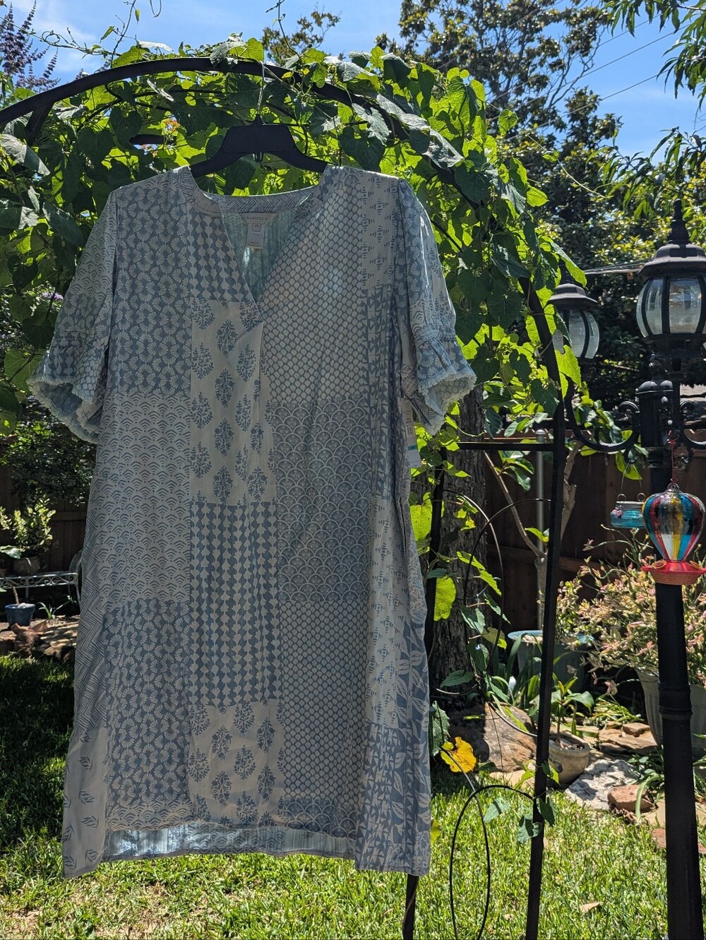 Light Blue Patchwork Tunic Dress